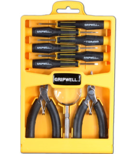9Pc Precision Screwdriver and Mini Plier Set