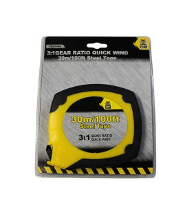 30m/100ft Steel tape with 3:1 quick wind