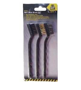 3Pc Mini Brush Wire Set Nylon/Brass/Stainless Steel