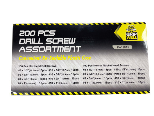 200pc Drill screw assortment