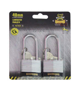 2pc 40mm Long Shank Keyed alike Laminated Padlock