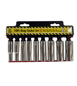 10pc 3/8&quot; Dr 12pt A/F Deep Socket Set (Cr-V)