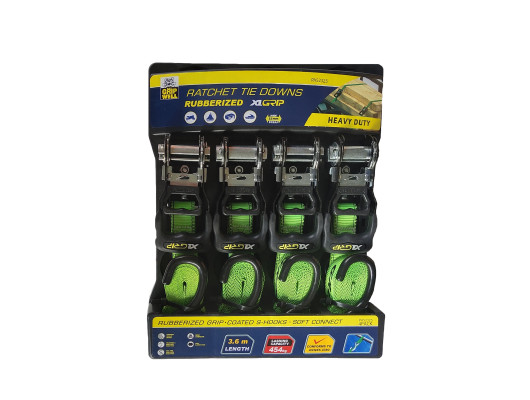 4pc Heavy Duty Ratchet Tie Down 3.6m (454kg LC)