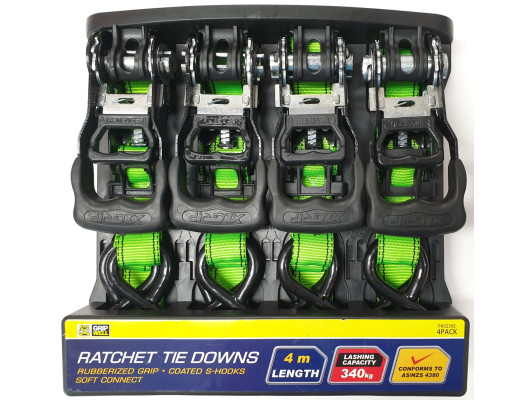 4pc Ratchet Tie Down 4m (340kg LC)