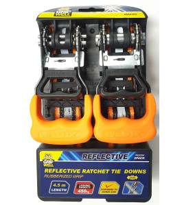 2pc Reflective Ratchet Tie Down 4.5m (450kg LC)