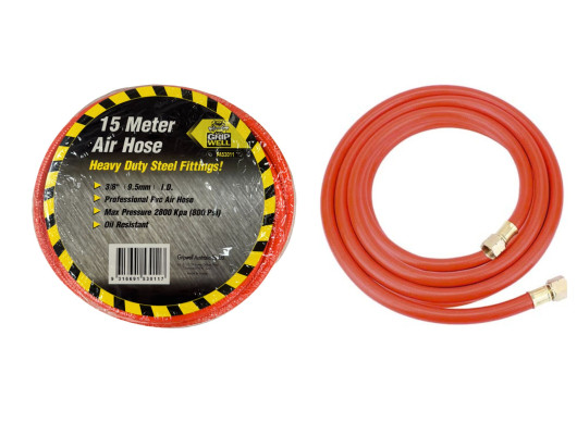 Air Hose Orange PVC 3/8" x 15m with Fittings
