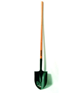 Round Shovel with Long Timber Handle