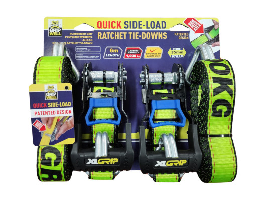 2PC Ergo Rathcet Tie Down 35mmx 5m LC 1000kgs w/ Wire J Hook