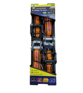 2pc Nylon Edge Ratchet Tie down 4m x 25mm LC 450kgs